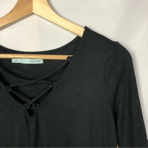 Maurices Black Criss Cross Neck Short Sleeve Top S - Picture 3 of 3